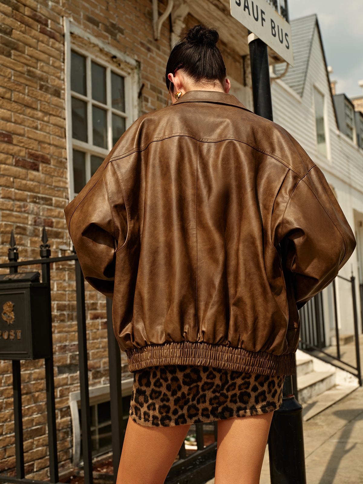 Women's Vintage Washed Faux Leather Jacket
