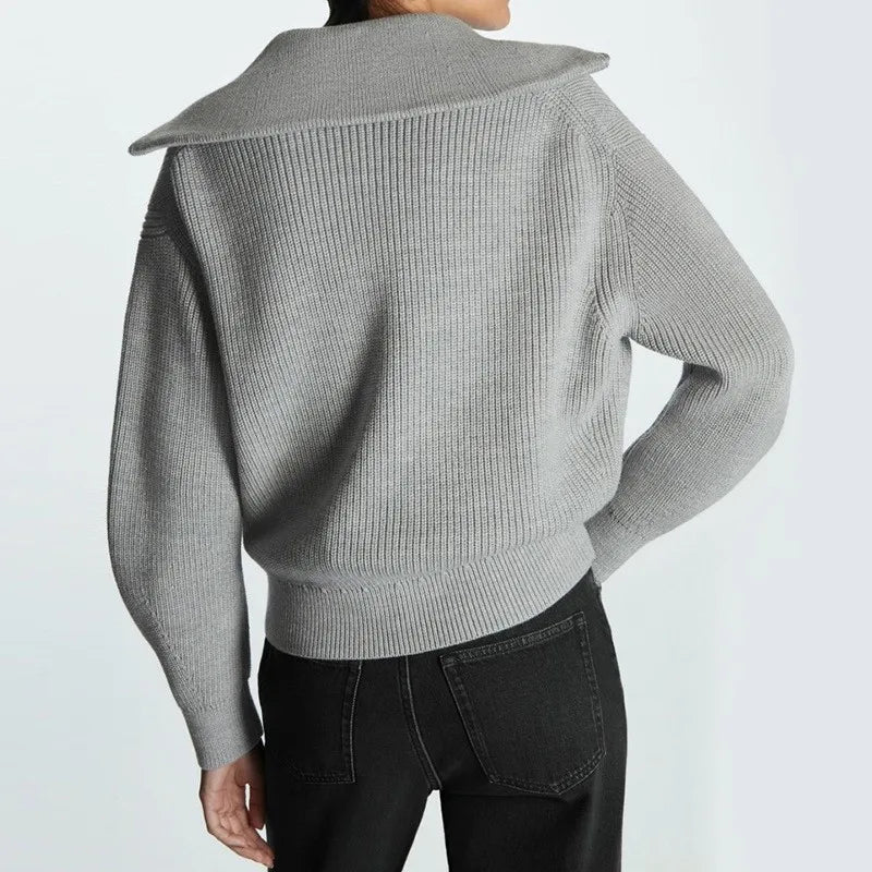 Women's Striped Quarter-Zip Knit Sweater