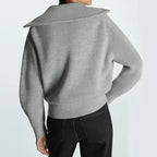 Women's Striped Quarter-Zip Knit Sweater