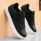 Men's Leather Look Lace-Up Low-Top Sneakers