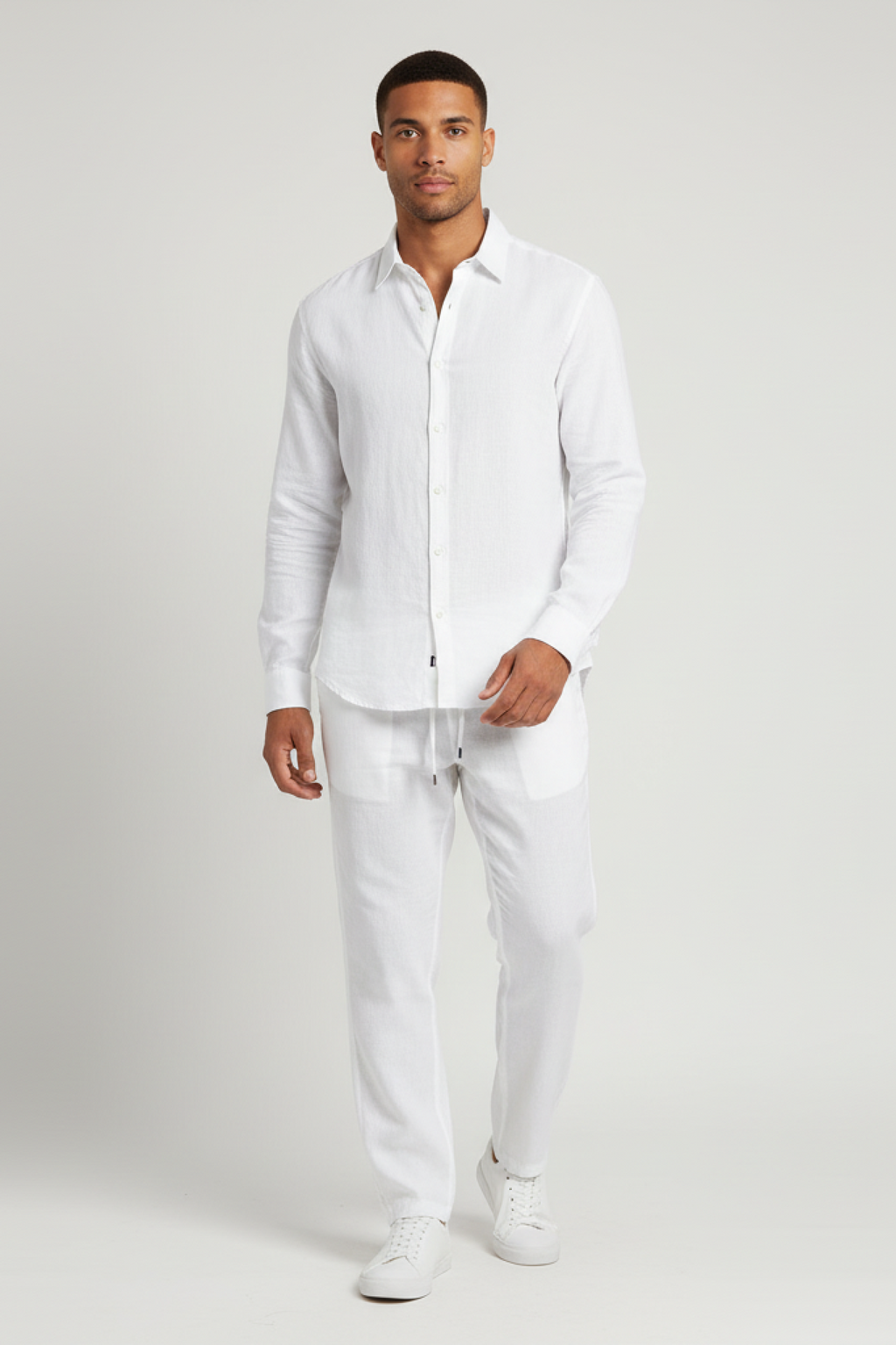 Men's Linen Blend Long Sleeve Shirt and Pants Set