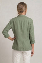 Women's Single Button Notch Collar Linen Blazer