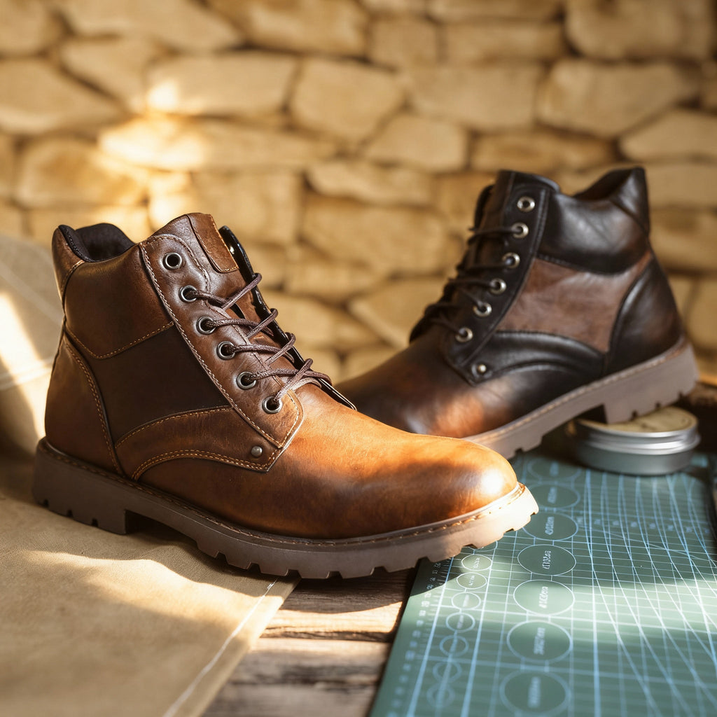 Men’s Two-Tone Lace-Up Ankle Boots