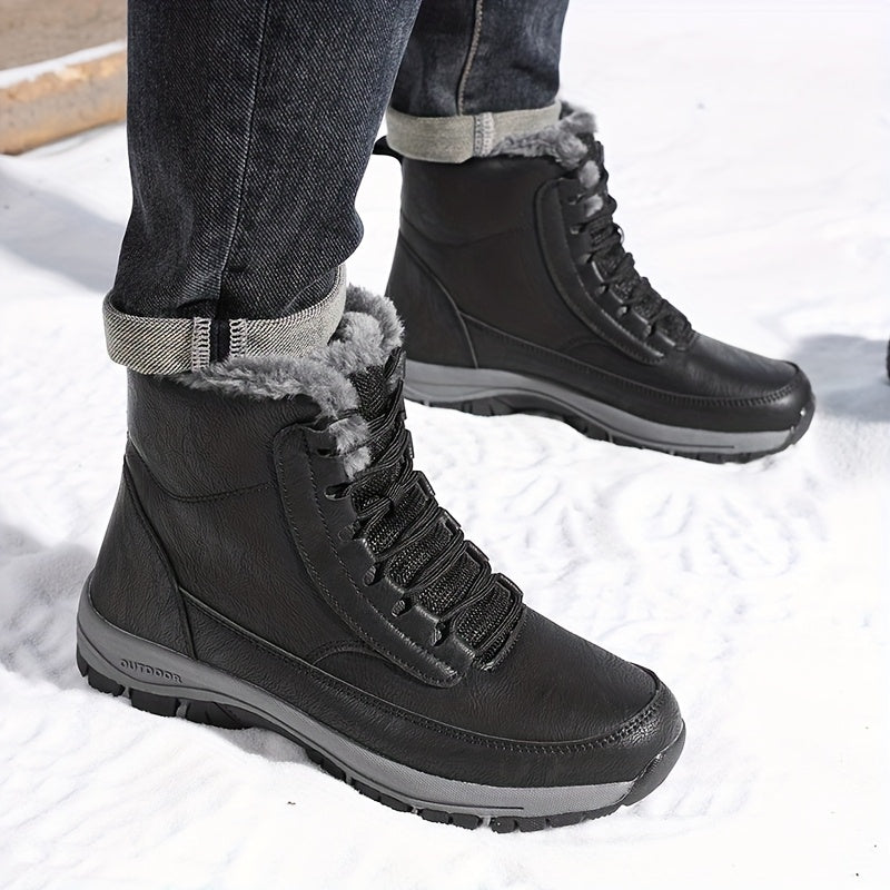 Women's Fur Lined Lace-Up Outdoor Snow Boots