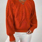 Women’s Cable Knit Raglan Sleeve Crew Neck Sweater