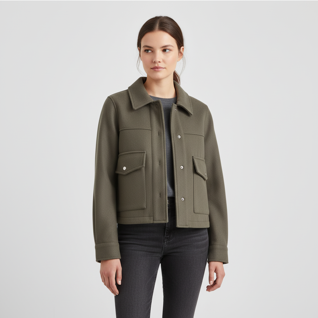 Women’s Cropped Snap-Button Jacket