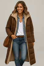 Women's Sherpa Lined Longline Quilted Puffer Coat