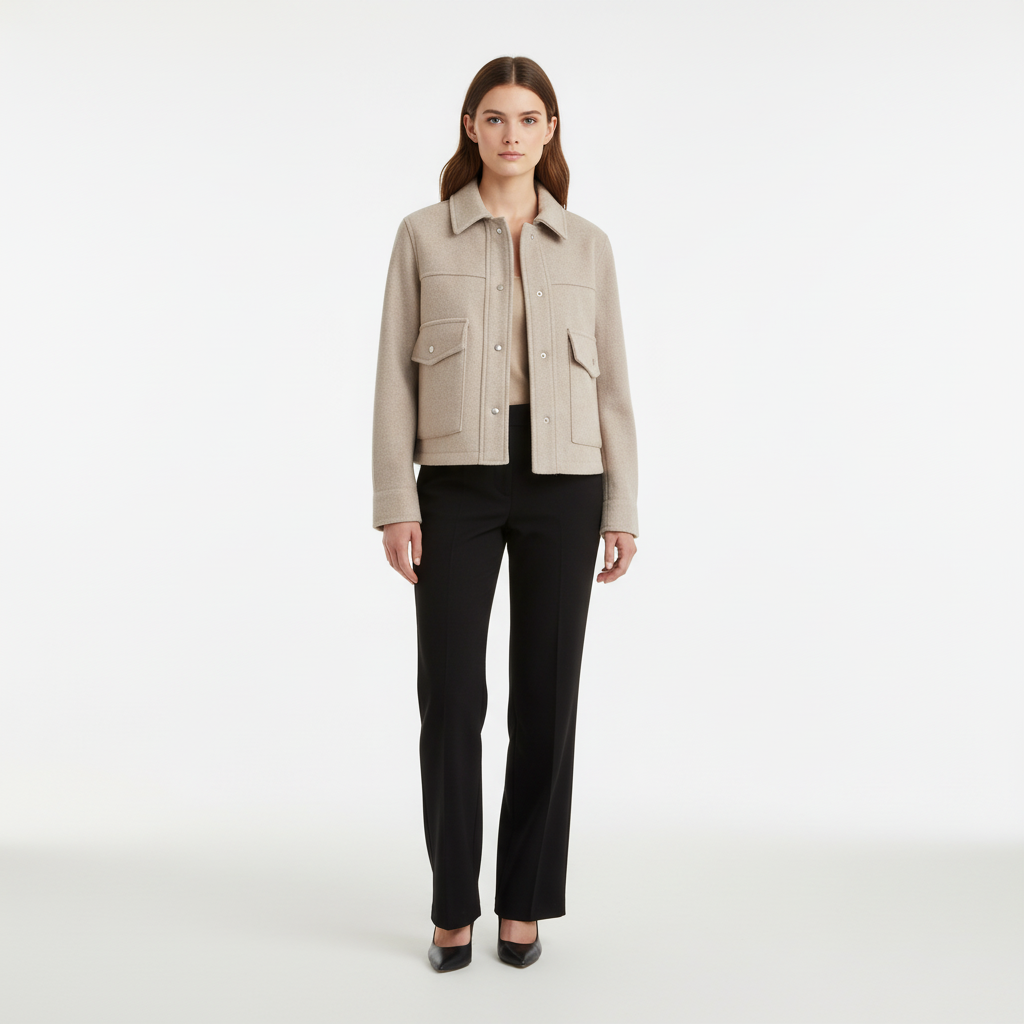 Women’s Cropped Snap-Button Jacket