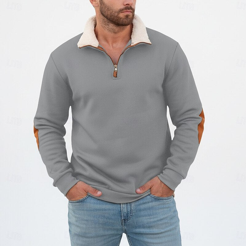 Men's Sherpa Collar Quarter-Zip Pullover Sweatshirt