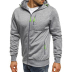 Men's Full-Zip Contrast Hoodie with Chest Pocket Detail