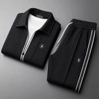 Men's Full-Zip Collared Tracksuit with Side Stripe Detail