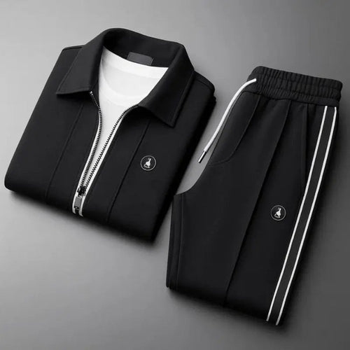 Men's Full-Zip Collared Tracksuit with Side Stripe Detail