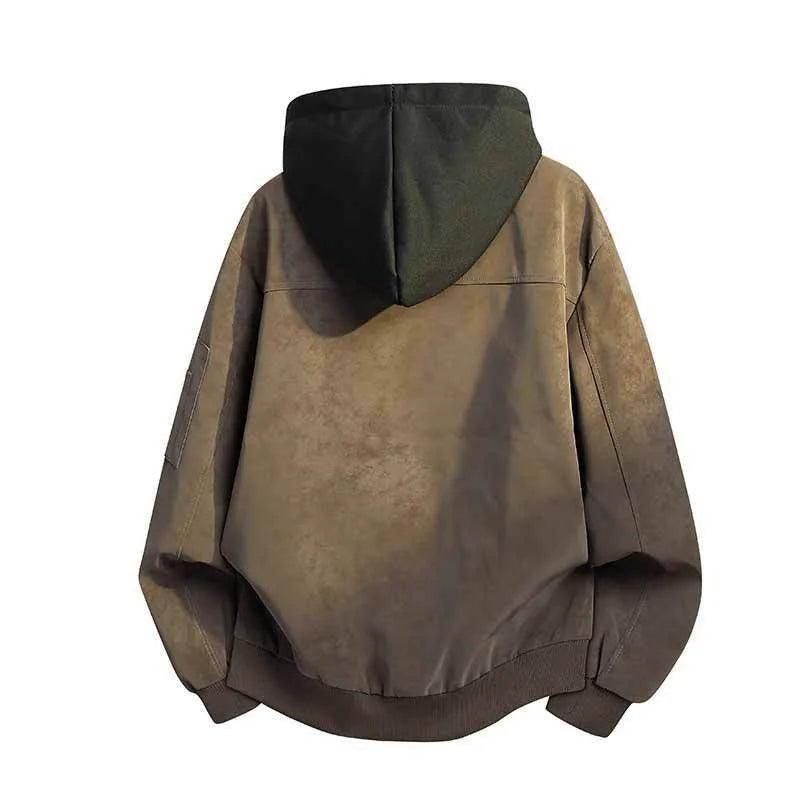 Men’s Vintage Washed Hooded Bomber Jacket