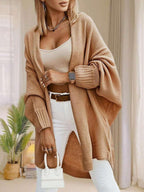 Women's Batwing Sleeve Textured Knit Longline Cardigan