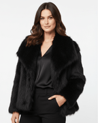 Women's Cropped Open-Front Faux Fur Jacket