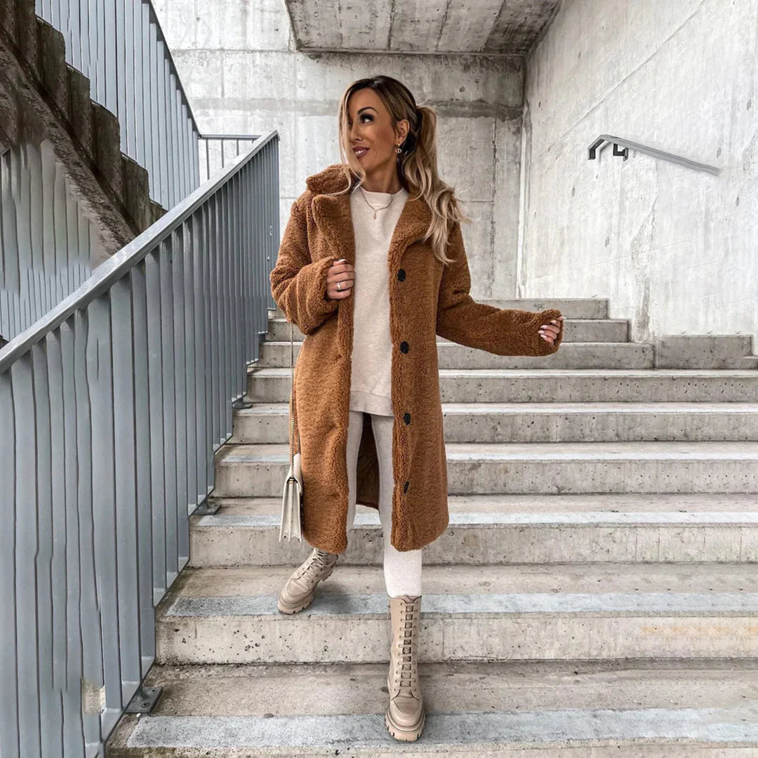 Women’s Longline Teddy Fleece Coat
