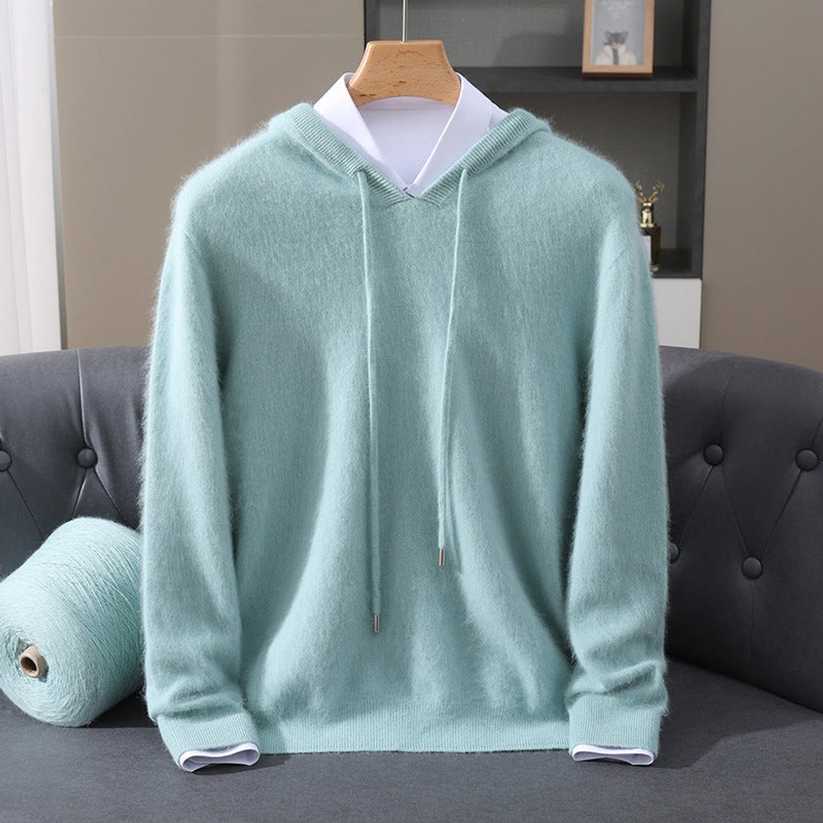 Men's Soft Knit Drawstring Hooded Sweater
