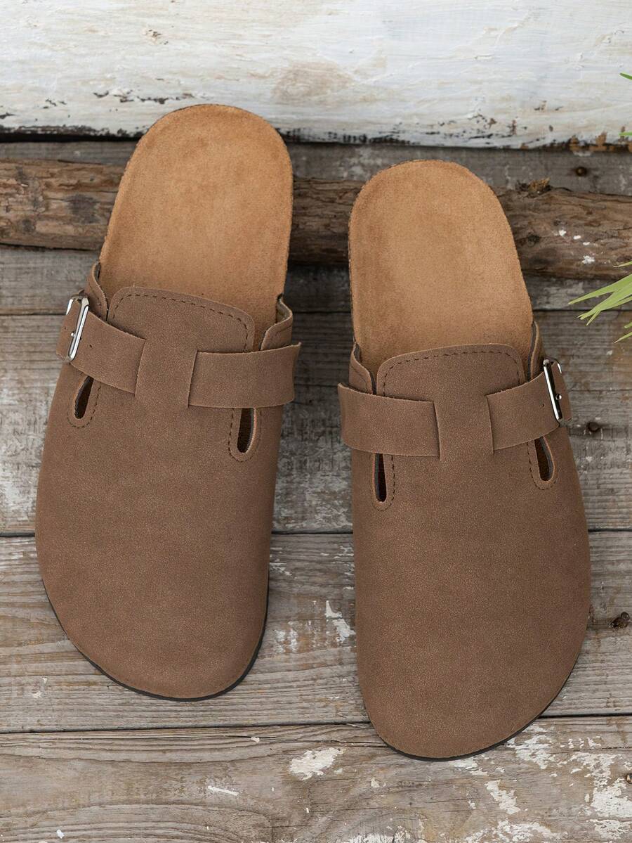 Men's Faux Suede Buckle Clogs