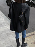 Women's Oversized Faux Leather Blazer