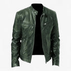 Men's Fitted Faux Leather Moto Style Jacket