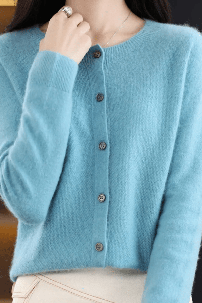 Women's Round Neck Button-Up Knit Cardigan
