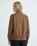 Women's Classic Zip-Up Bomber Jacket with Sleeve Pocket