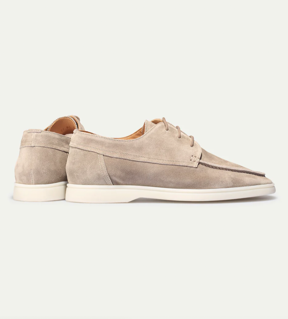 Men's Faux Suede Lace-Up Moc Toe Deck Shoes