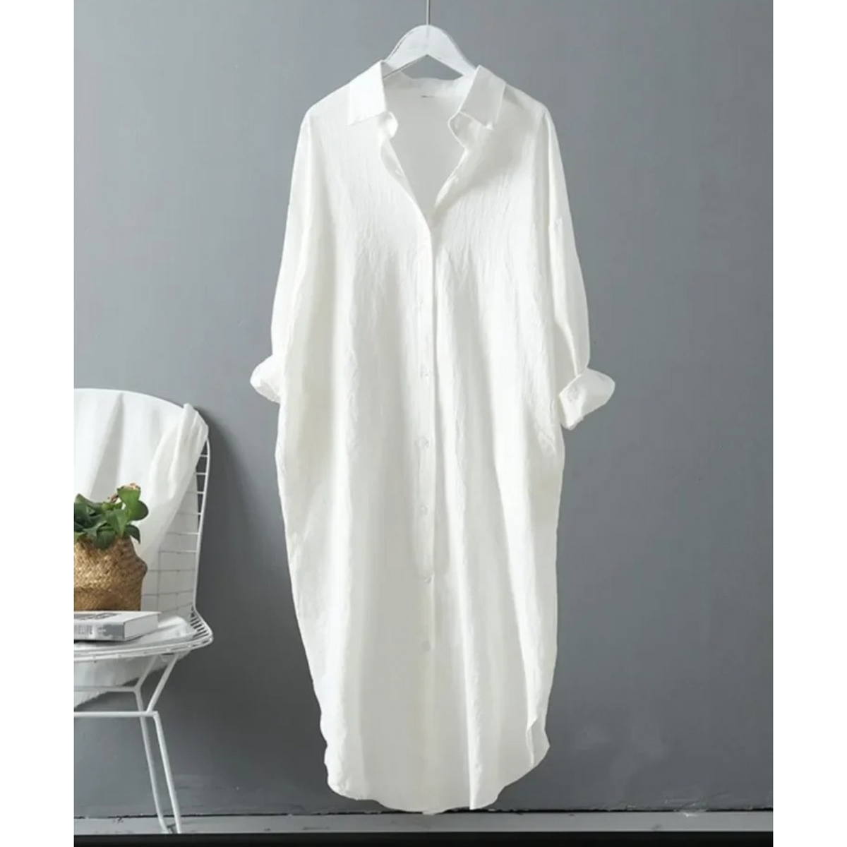 Women's Oversized Button-Front Long Shirt Dress