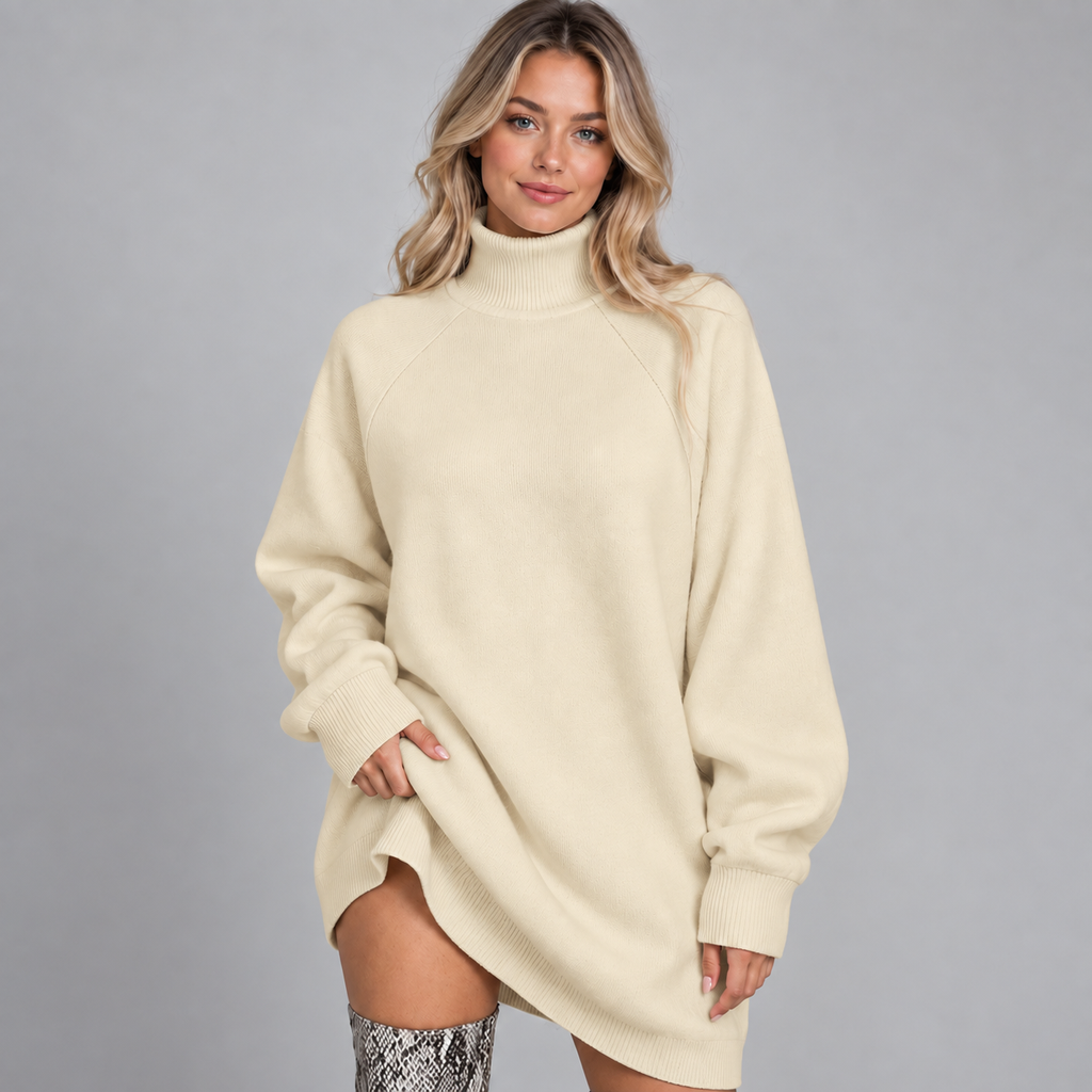 Women's Oversized Turtleneck Knit Sweater Dress