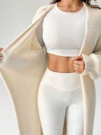 Women's Longline Open-Front Ribbed Knit Cardigan