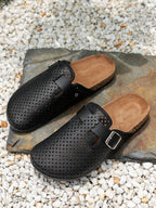 Men's Faux Suede Buckle Clogs