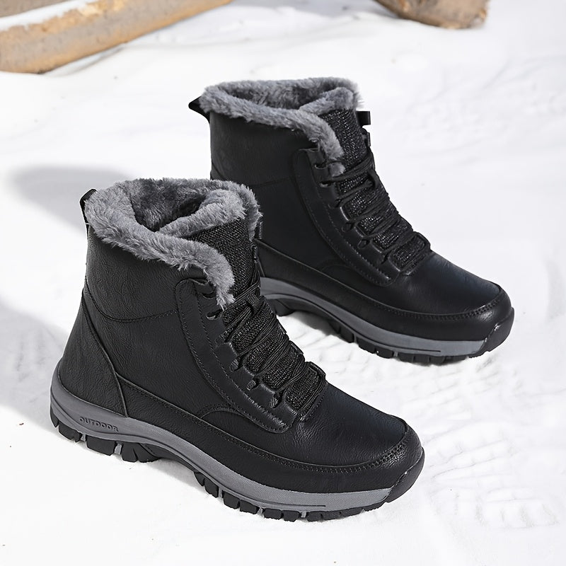 Women's Fur Lined Lace-Up Outdoor Snow Boots