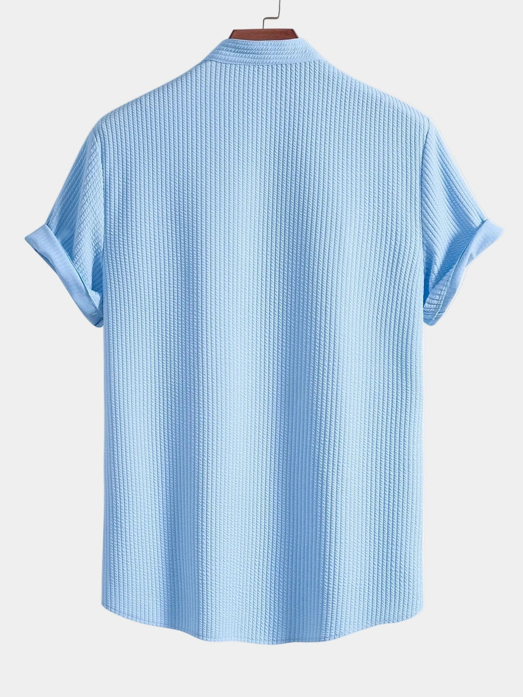 Men's Textured Short Sleeve Mandarin Collar Shirt