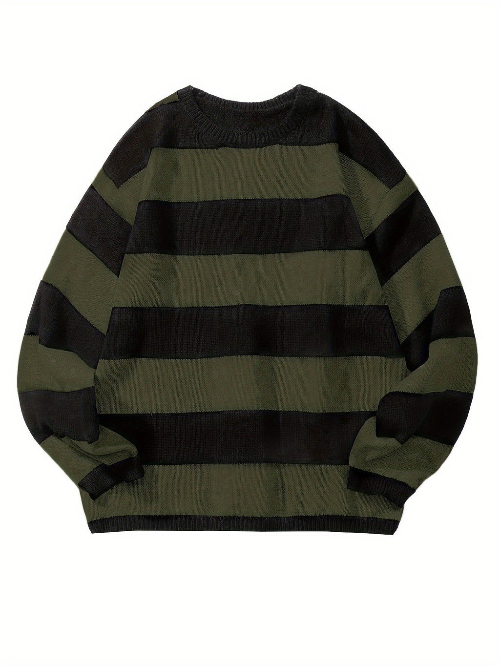 Men's Oversized Wide Stripe Crew Neck Knit Sweater