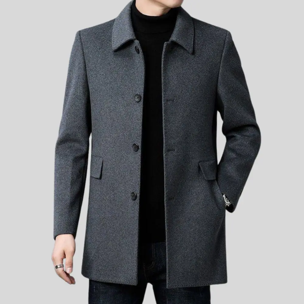 Men's Single-Breasted Tailored Overcoat