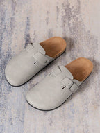 Men's Faux Suede Buckle Clogs
