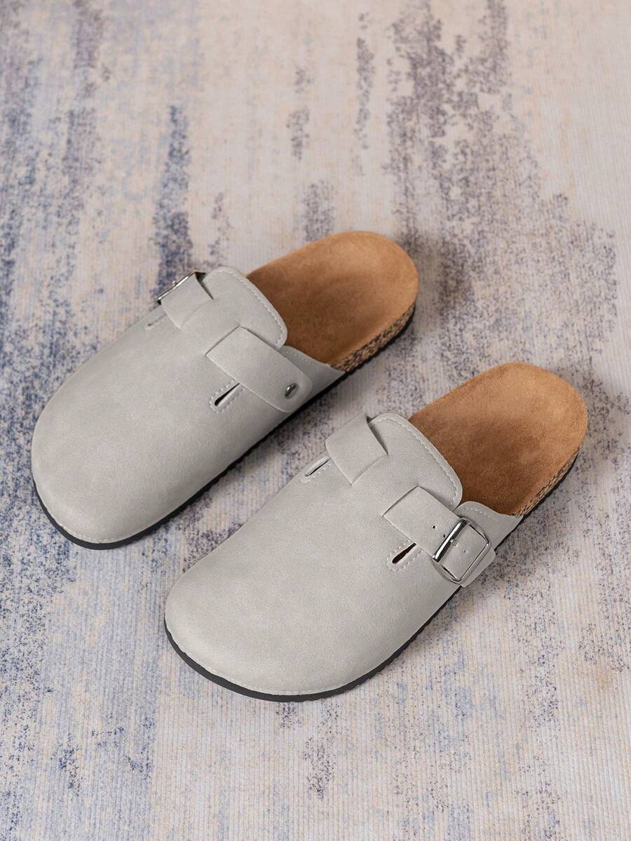Men's Faux Suede Buckle Clogs