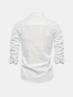 Men's Mandarin Collar Long Sleeve Button-Up Shirt