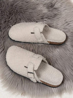 Men's Faux Suede Buckle Clogs