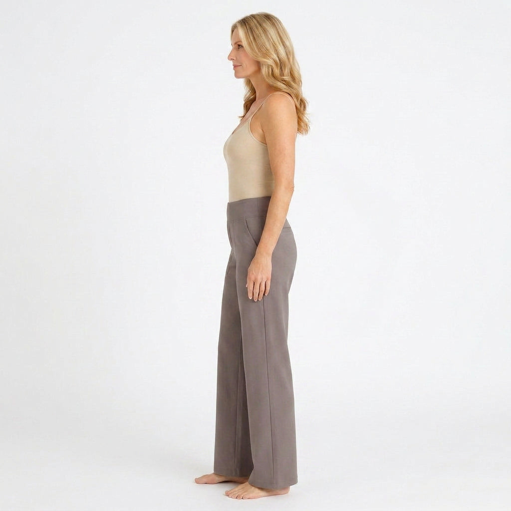 Women’s High Waisted Straight Leg Pants with Pockets – Wide Leg Trousers