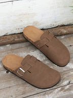 Men's Faux Suede Buckle Clogs