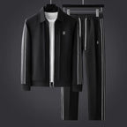 Men's Full-Zip Collared Tracksuit with Side Stripe Detail