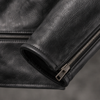 Men's Faux Leather Biker Jacket with Quilted Shoulders