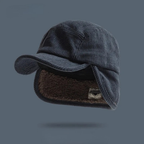 Men's Corduroy Fleece Lined Ear Flap Winter Cap
