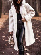 Women's Oversized Teddy Fleece Hooded Longline Coat