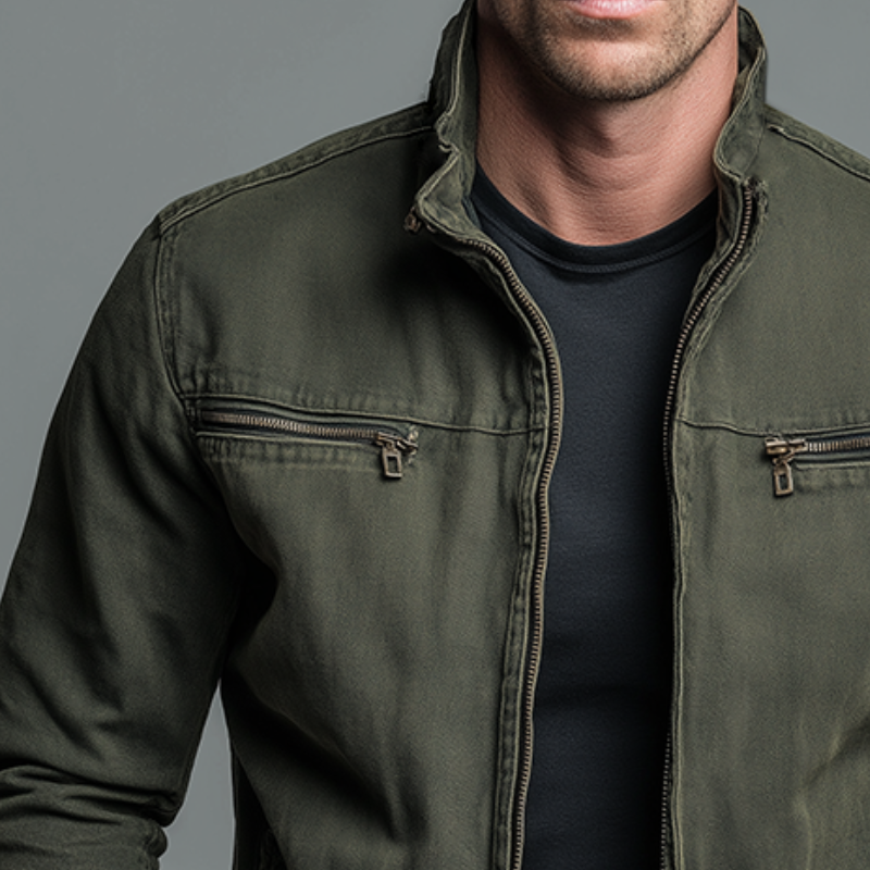Men's Zip-Up Stand Collar Utility Jacket