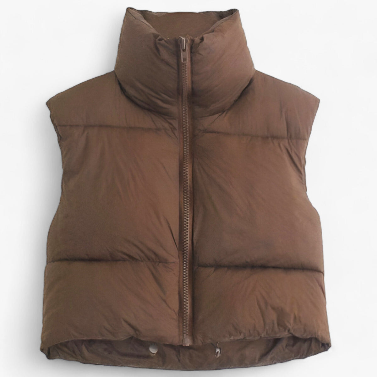 Women's Cropped Puffer Gilet with High Stand Collar