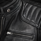 Men's Faux Leather Biker Jacket with Quilted Shoulders