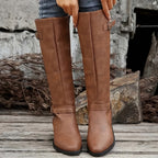 Women's Buckle Strap Knee High Riding Boots