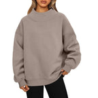 Women’s Oversized Mock Neck Fleece Lined Sweatshirt